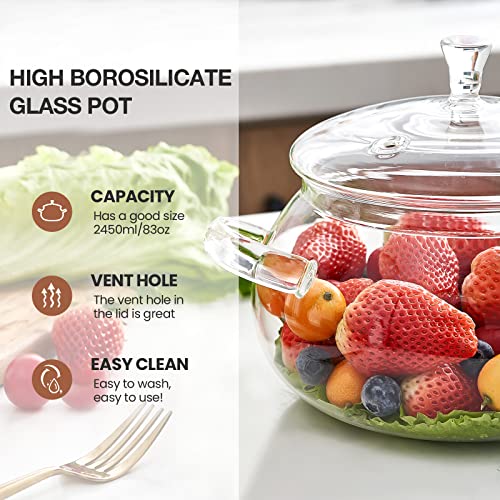 OLYTARU Borosilicate Glass Pot, 2.5 Quart Saucepan With Lid, Microwave, Stove and Dishwasher Safe - Image 5