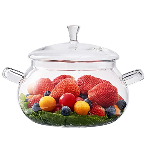 OLYTARU Borosilicate Glass Pot, 2.5 Quart Saucepan With Lid, Microwave, Stove and Dishwasher Safe - Image 1