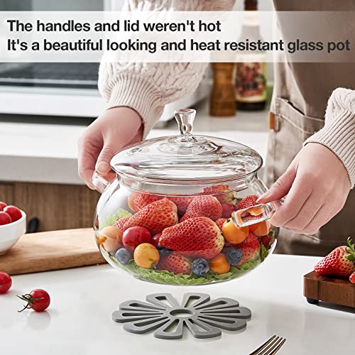 OLYTARU Borosilicate Glass Pot, 2.5 Quart Saucepan With Lid, Microwave, Stove and Dishwasher Safe - Image 3