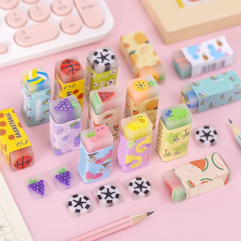 Dreamm Cute Erasers for Kids Bulk 16 Pack Animal Food Fun Desk Pets Pencil Students School Supplies Prize Gifts Party Favors - Image 4
