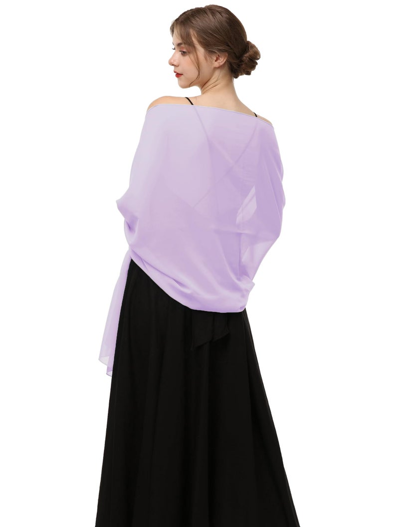 Baoqiya Women's Shawls and Wraps for Evening Dress Chiffon Shawl Soft Elegant Silky Pashmina Wedding Bridal Scarf(Lavende, 79"×19") - Image 2