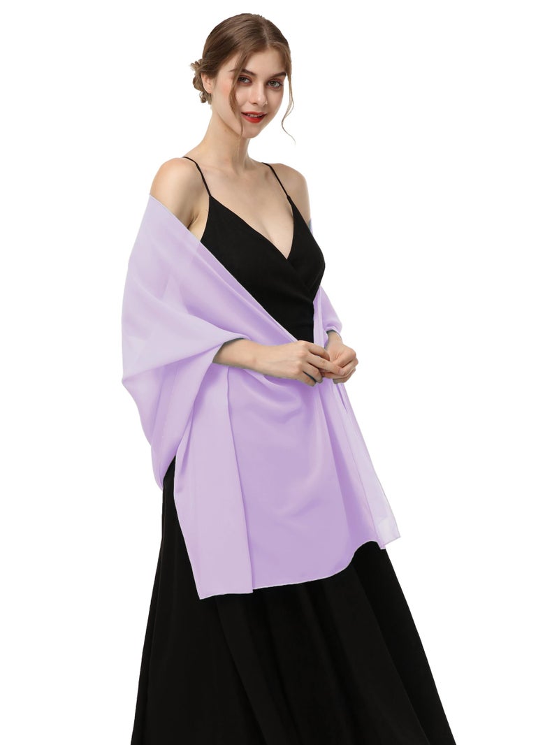 Baoqiya Women's Shawls and Wraps for Evening Dress Chiffon Shawl Soft Elegant Silky Pashmina Wedding Bridal Scarf(Lavende, 79"×19") - Image 3
