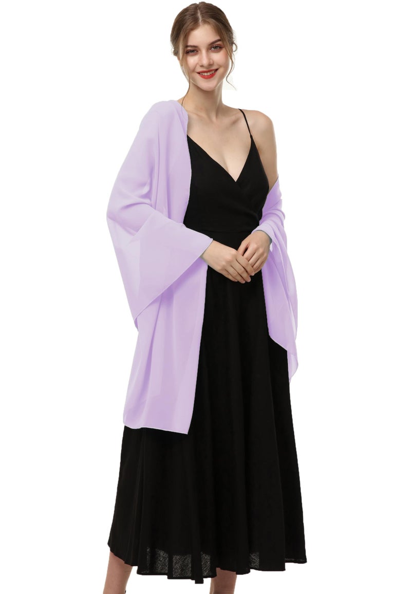Baoqiya Women's Shawls and Wraps for Evening Dress Chiffon Shawl Soft Elegant Silky Pashmina Wedding Bridal Scarf(Lavende, 79"×19") - Image 5