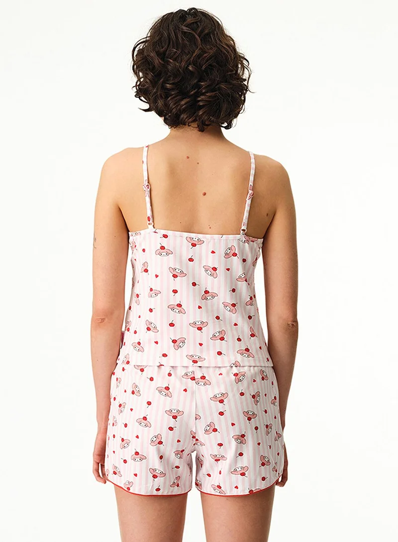 Penti Penti Women's Cotton Lounge Licensed My Melody Sleeveless Tank & Shorts Set - Pink