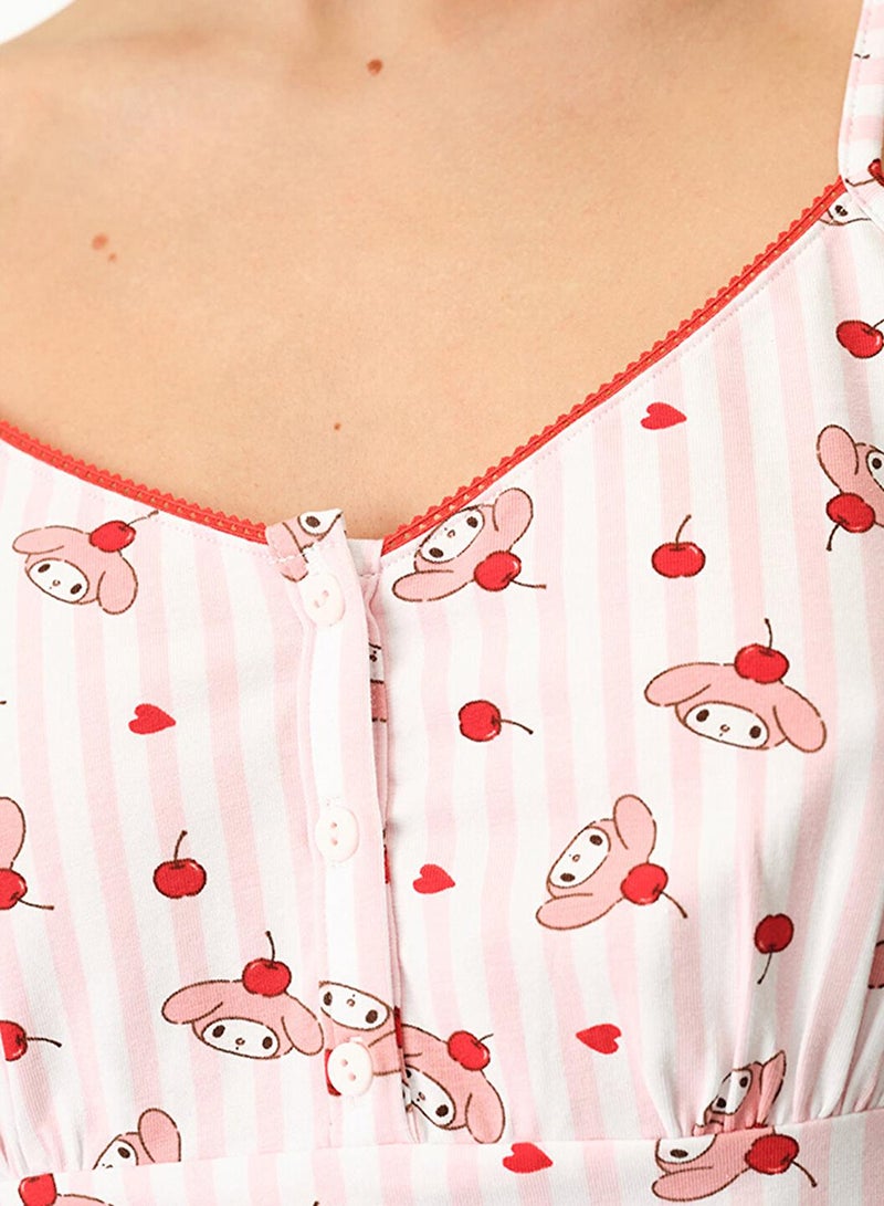 Penti Women's Cotton Lounge Licensed My Melody Sleeveless Tank & Shorts Set - Pink - Image 3