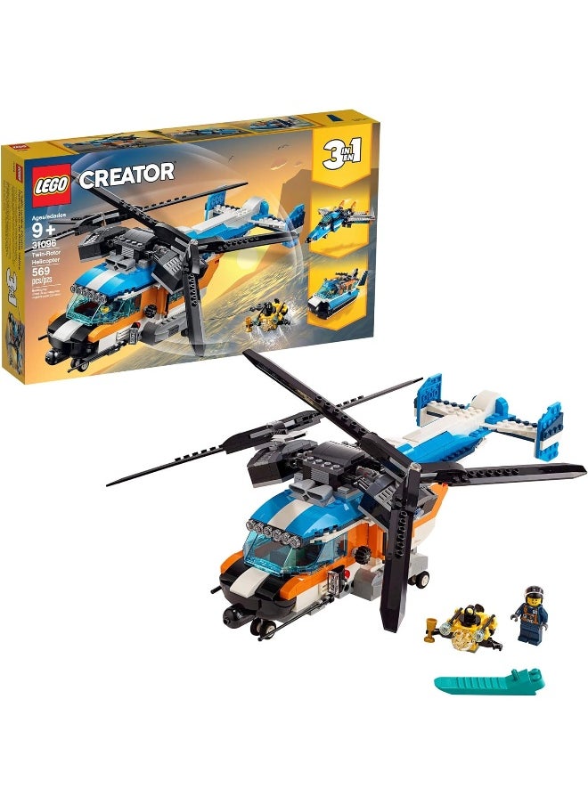 LEGO Creator 3in1 Twin Rotor Helicopter 31096 Building Kit (569 Pieces)