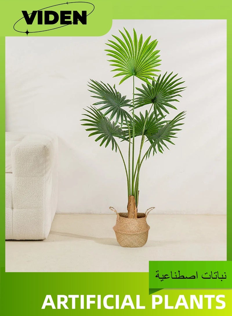Viden 120 CM Artificial Tree Fake Flower Pot Fake Tree Decorative Green Belt Realistic Palmetto Plastic Basin Home Decoration Office Indoor Outdoor Balcony Living Room  - Image 1