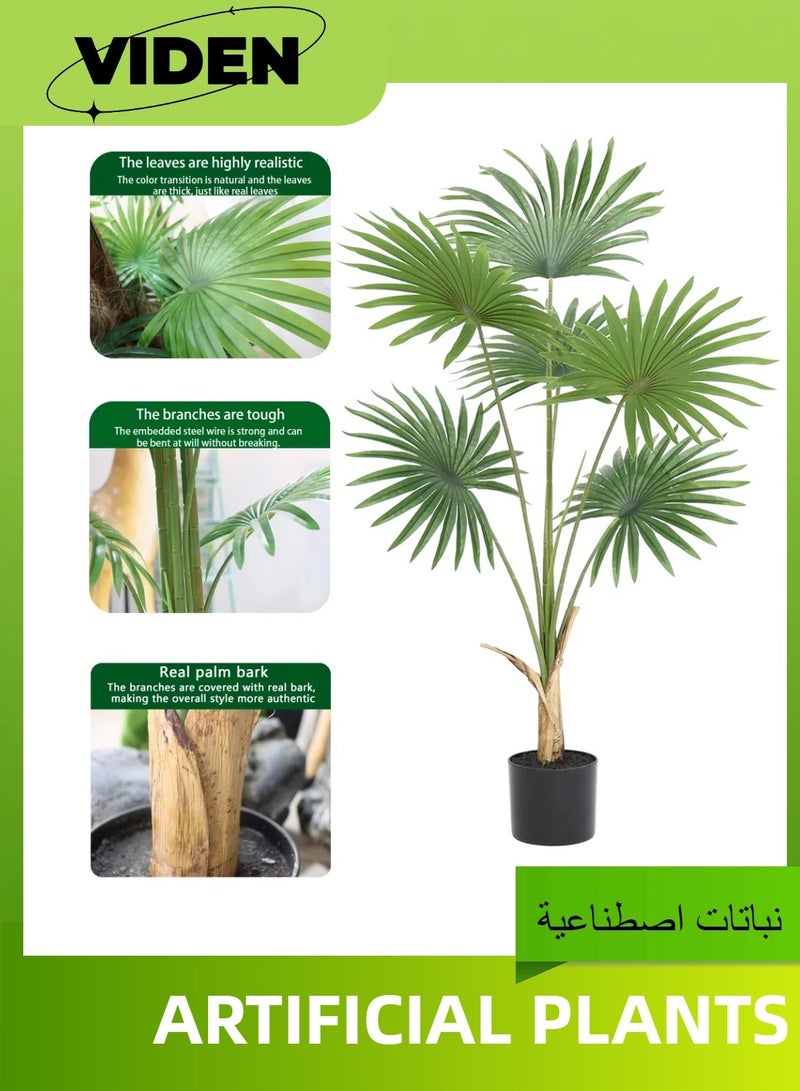 Viden 120 CM Artificial Tree Fake Flower Pot Fake Tree Decorative Green Belt Realistic Palmetto Plastic Basin Home Decoration Office Indoor Outdoor Balcony Living Room  - Image 3