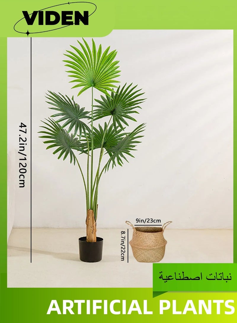 Viden 120 CM Artificial Tree Fake Flower Pot Fake Tree Decorative Green Belt Realistic Palmetto Plastic Basin Home Decoration Office Indoor Outdoor Balcony Living Room  - Image 5