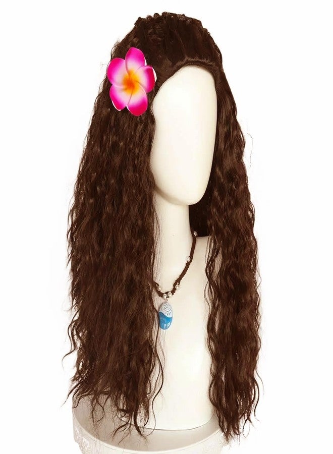 Ritzkart Kids Wig 25 Inch Fluffy Brown Synthetic Hair Wig with Attached Flower - Image 5