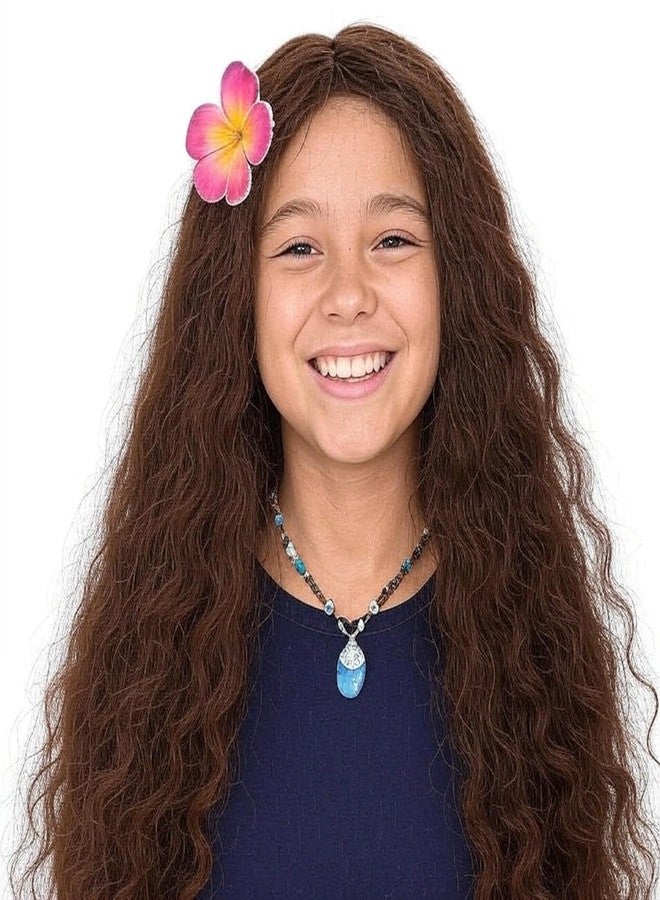 Ritzkart Kids Wig 25 Inch Fluffy Brown Synthetic Hair Wig with Attached Flower - Image 1