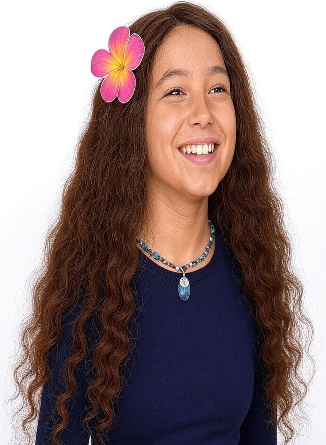 Ritzkart Kids Wig 25 Inch Fluffy Brown Synthetic Hair Wig with Attached Flower - Image 2