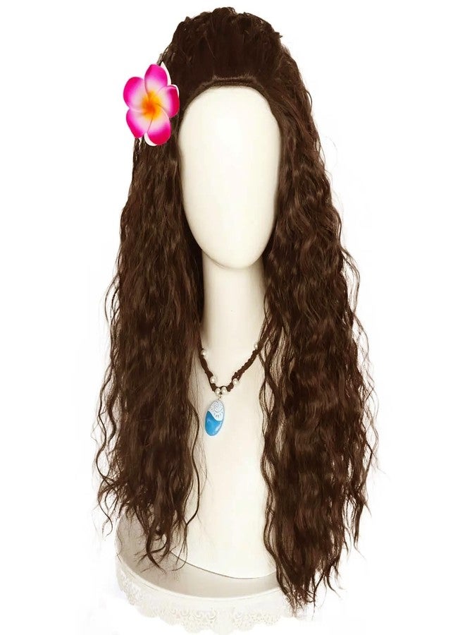 Ritzkart Kids Wig 25 Inch Fluffy Brown Synthetic Hair Wig with Attached Flower - Image 4