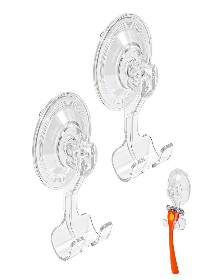 Piszvbej 2 Pack Razor Holder Compatible with Billie, Shower Razor Holder for Wall, Powerful Suction Cup Shower Hooks, Damage-Free Wall Hooks, Removable, Easy to Install and Reuse, Clear - Image 1