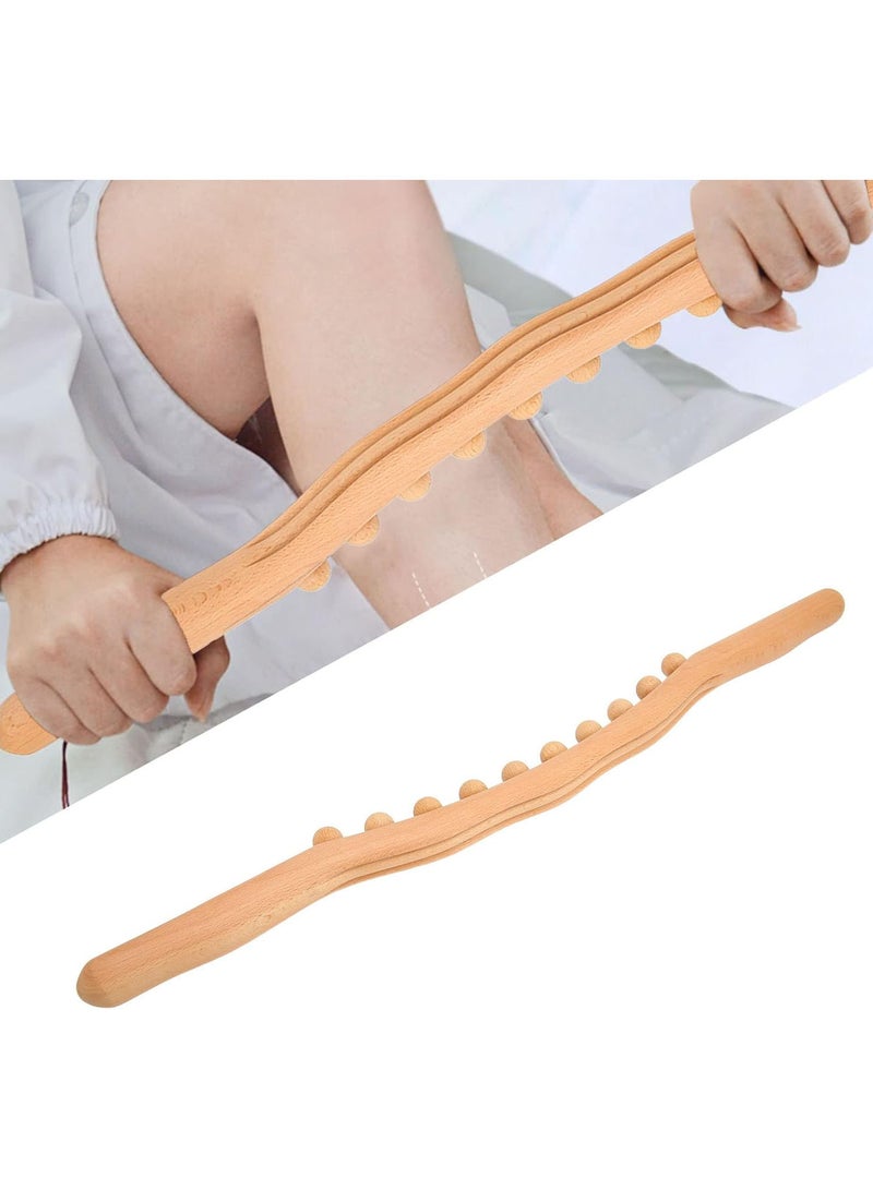 GGOOT Wooden Scraping Roller, 10 Bead Massage Stick Wooden Massage Rolling Stick with Wave Handle Massage Roller Stick Gua Sha Massage Stick Anti Cellulite Massager for Back, Shoulder, Neck - Image 3
