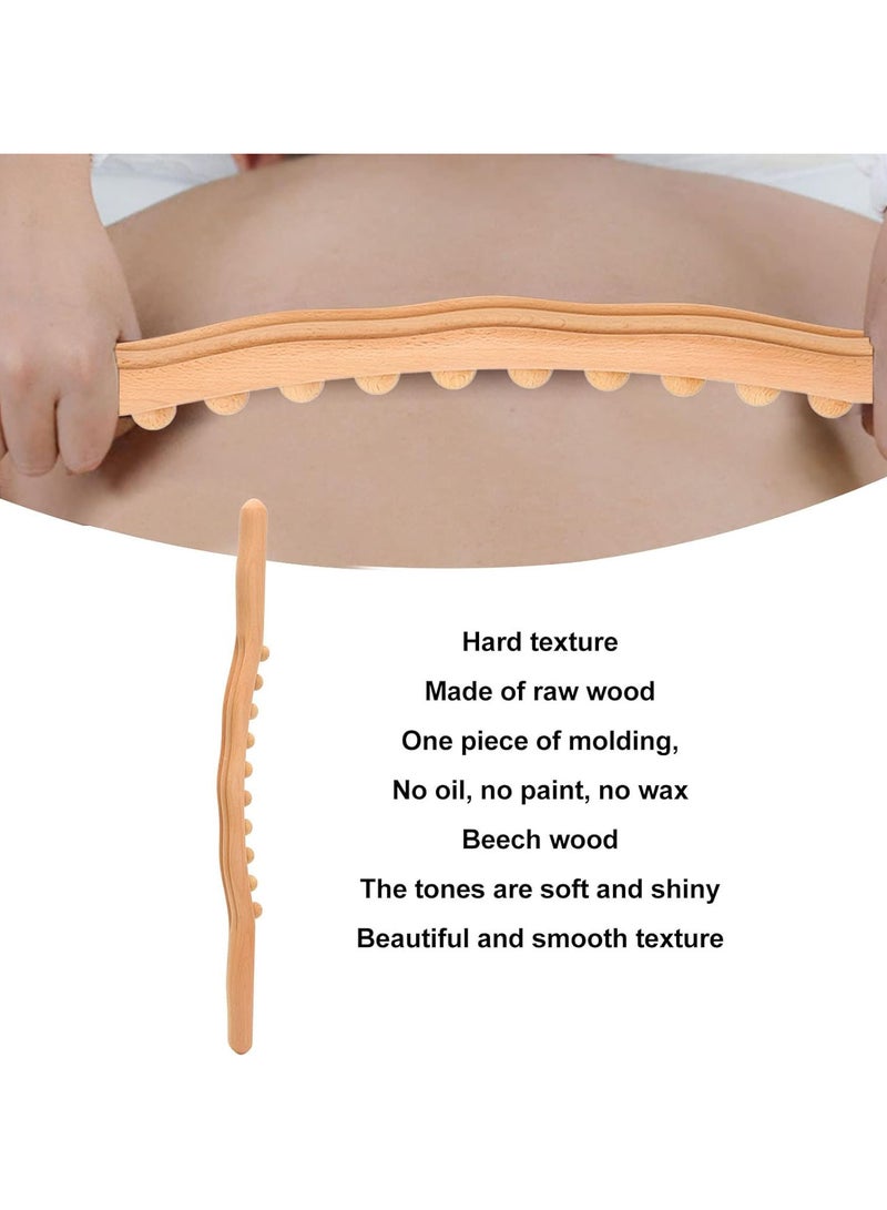 GGOOT Wooden Scraping Roller, 10 Bead Massage Stick Wooden Massage Rolling Stick with Wave Handle Massage Roller Stick Gua Sha Massage Stick Anti Cellulite Massager for Back, Shoulder, Neck - Image 4