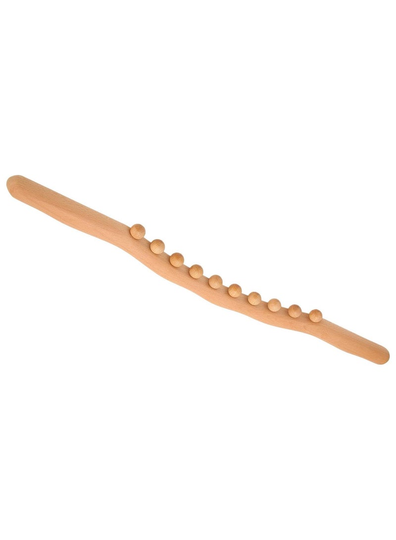 GGOOT Wooden Scraping Roller, 10 Bead Massage Stick Wooden Massage Rolling Stick with Wave Handle Massage Roller Stick Gua Sha Massage Stick Anti Cellulite Massager for Back, Shoulder, Neck - Image 1