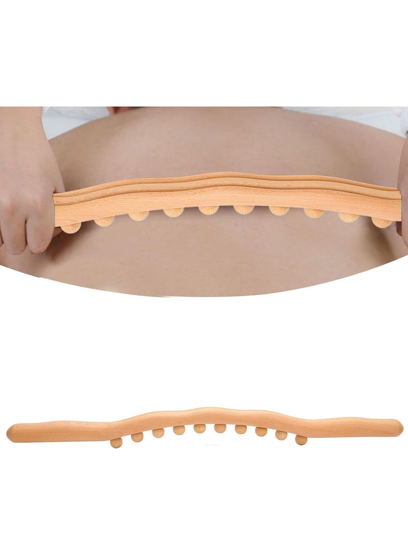 GGOOT Wooden Scraping Roller, 10 Bead Massage Stick Wooden Massage Rolling Stick with Wave Handle Massage Roller Stick Gua Sha Massage Stick Anti Cellulite Massager for Back, Shoulder, Neck - Image 2