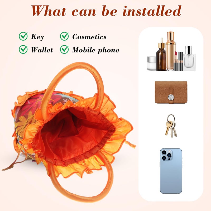 TENDYCOCO 1pc Handbag Evening Bags for Women Evening for Women Tote Purse for Flower Shaped Bucket Orange Clutch Tote for Miss Manual - Image 5