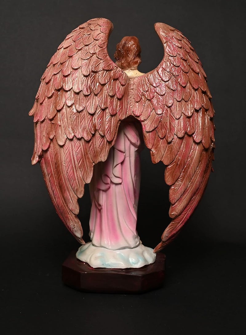 KariGhar Archangel Judaism Metatron Statue Idol Perfect Reiki Healing Angel Holding Sacred Flower of Life Geometric Cube Statue Muiltcolor 9 x 10 x 26 CM Resin Idol - Image 5