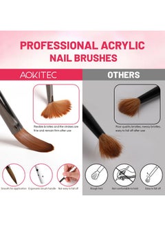 Aokitec Acrylic Nail Brush Set 4Pcs Kolinsky Acrylic Nail Brushes Size 8101214 Nail Brushes For Acrylic Powder Acrylic Application Nail Extension & 3D Nail Carving For Beginner & Professional  - Image 5