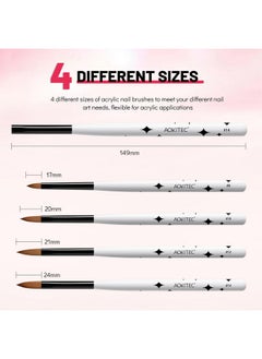 Aokitec Acrylic Nail Brush Set 4Pcs Kolinsky Acrylic Nail Brushes Size 8101214 Nail Brushes For Acrylic Powder Acrylic Application Nail Extension & 3D Nail Carving For Beginner & Professional  - Image 4