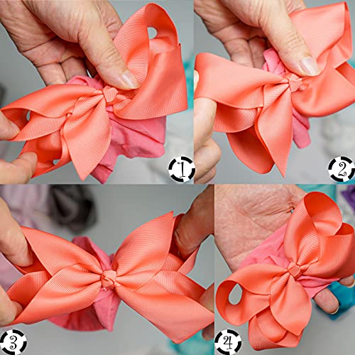 CÉLLOT 20 Colors Baby Girl Headbands with 4.5 Inches Hair Bows Nylon Turban Head Wraps Headbands for Newborn Infants and Toddlers - Image 5