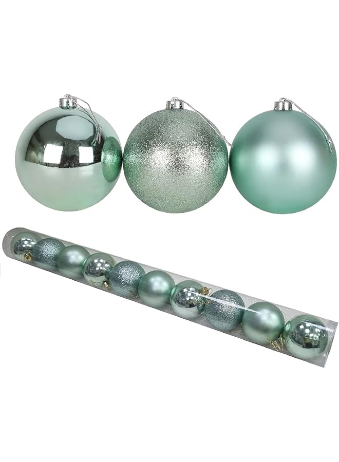 The Bros 8CM Christmas Ball Ornaments - Set of 8, Xmas Tree Baubles, Holiday Decorations for Tree, Home, Office, and Party Décor-Light Green - Image 1