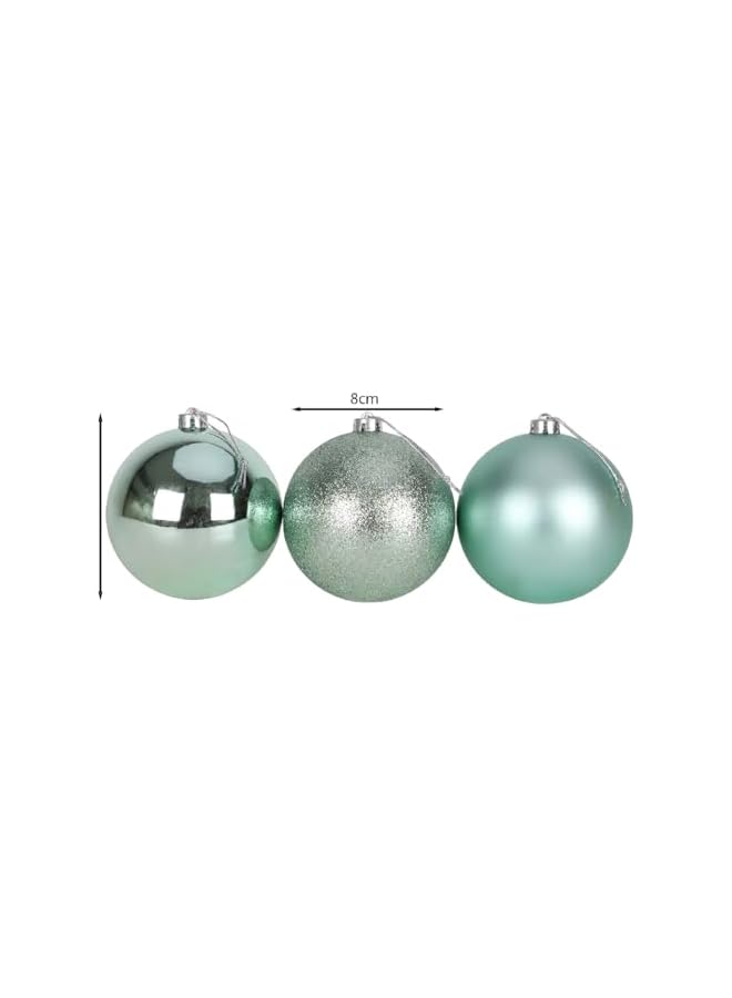 The Bros 8CM Christmas Ball Ornaments - Set of 8, Xmas Tree Baubles, Holiday Decorations for Tree, Home, Office, and Party Décor-Light Green - Image 2
