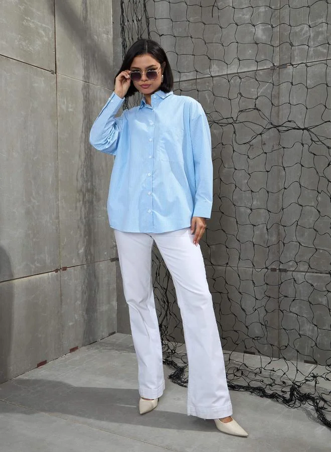 ساسافراس قميص ساسافراس مقلم بأزرار كبير الحجم