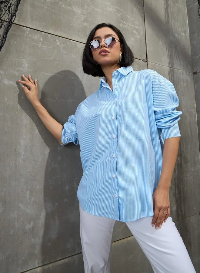 ساسافراس قميص ساسافراس مقلم بأزرار كبير الحجم