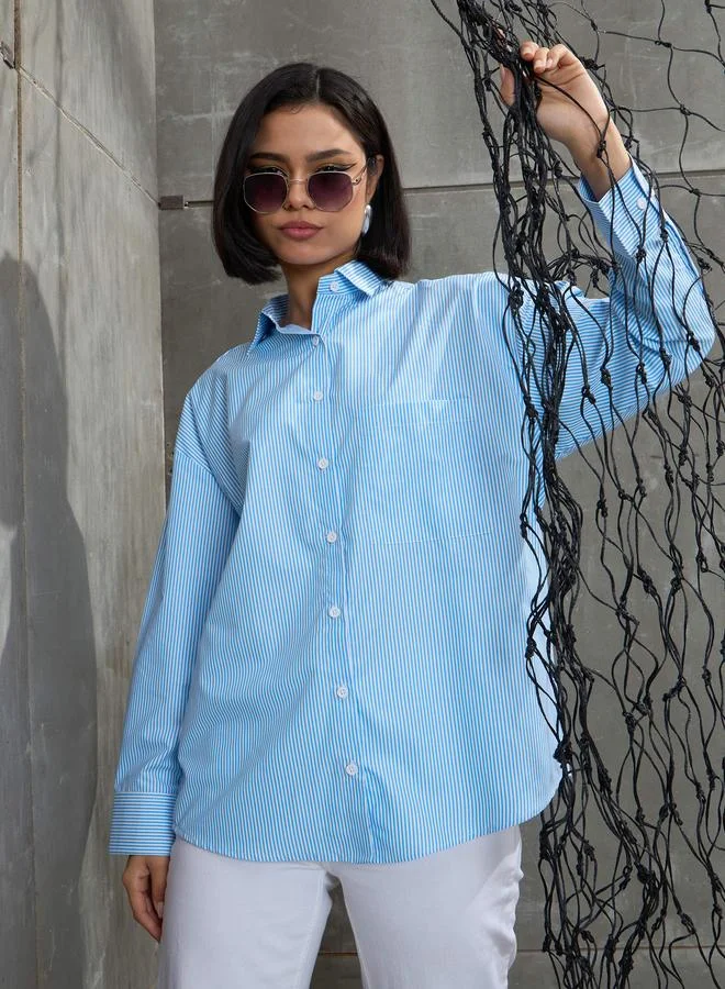 ساسافراس قميص ساسافراس مقلم بأزرار كبير الحجم