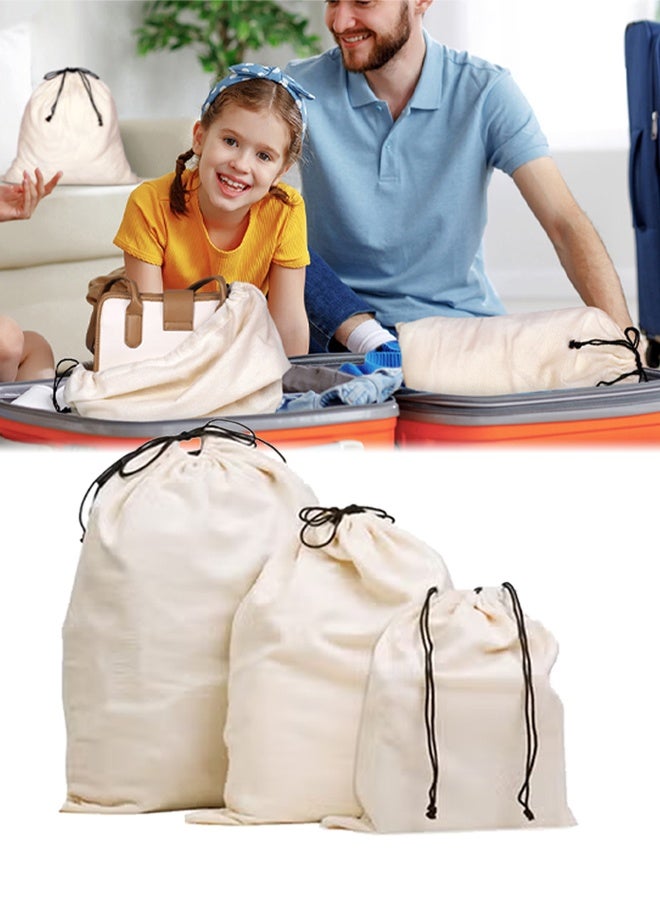DUNISO Set of 3 Cotton Breathable Dust-proof Drawstring Storage Pouch Bag - Image 1