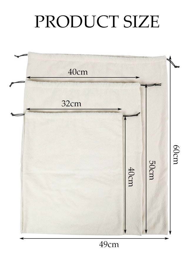 DUNISO Set of 3 Cotton Breathable Dust-proof Drawstring Storage Pouch Bag - Image 2