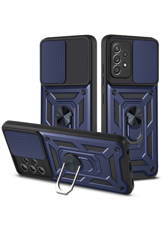 Case Cover Shockproof Protective Case with Camera Protection and Metal Ring Compatible with  Samsung A32 4G (Blue)