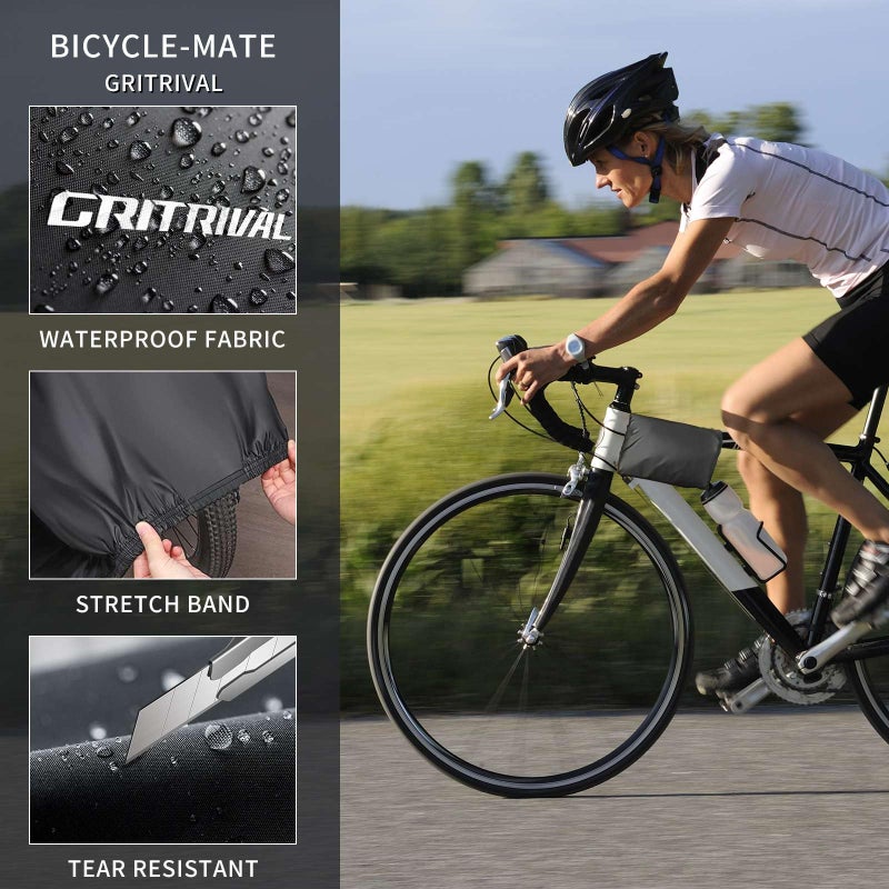 GRITRIVAL Bike Covers Outdoor Storage Waterproof. It Comes in 3 Colors and 2 Sizes. The Bike Cover is Equipped With a Bike Chain Lock - Image 4