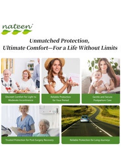 nateen حفاضات Nateen Hospeen للكبار، سراويل الفترة، كبيرة جدًا، ملابس سحب للخصر للجنسين، فوط صحية على شكل لباس داخلي للنساء، مقاس فائق النعومة، مقاس 100-160 سم- 10 قطع  - Image 4