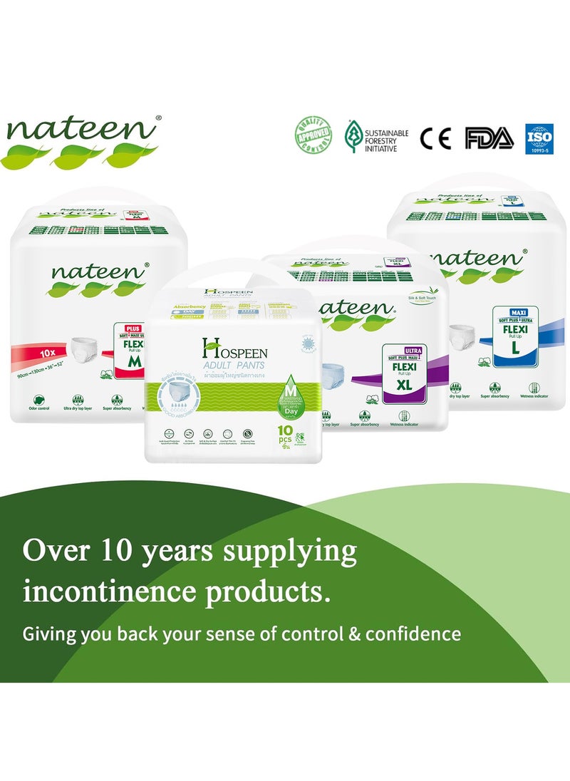 nateen - Nateen Hospeen Adult Diaper, Period Pants, Extra-Large, Waist Night Unisex Pull Ups, Panty Style Sanitary Pads For Women, Super Soft Fit, Size 100-160 Cm- 10 Count - Image 1
