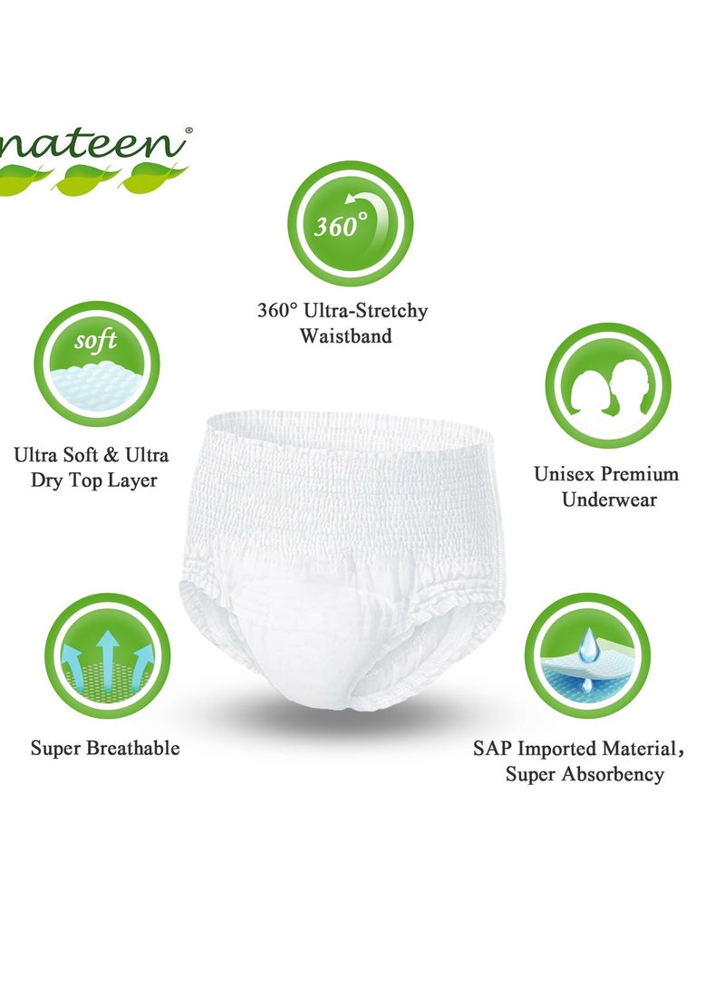 هوسبين حفاضات ناتين هوسبين سوبريم لسلس البول للبالغين للنساء والرجال، حفاضات سحب للبالغين مقاس XL، سراويل فترة للنساء. مقاس الخصر 147-172 سم، 14 قطعة من حفاضات سراويل الليل للبالغين. - Image 3