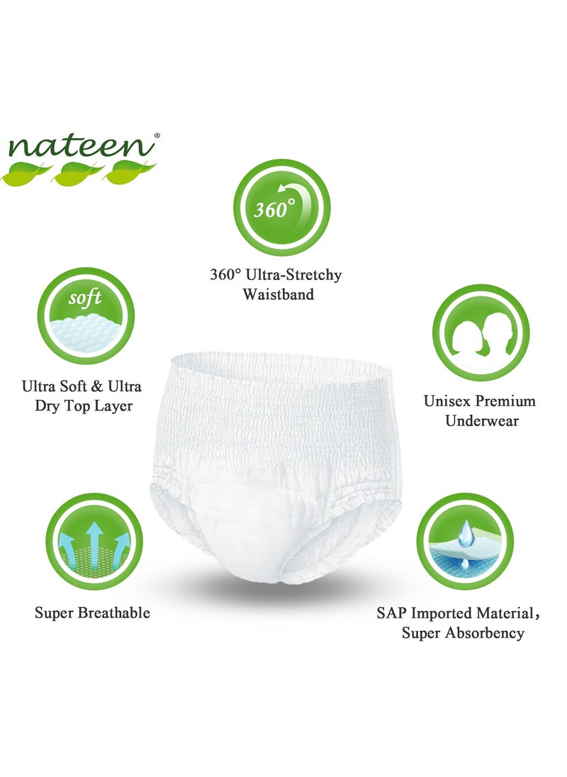 Nateen Hospeen Adult Diaper, Period Pants, Extra-Large, Waist Night Unisex Pull Ups, Panty Style Sanitary Pads For Women, Super Soft Fit, Size 100-160 Cm- 10 Count - pzsku/Z47F1C481E40FF573F58CZ/45/_/1695051232/b76649ee-f136-4743-ba93-15fb8c9b8166