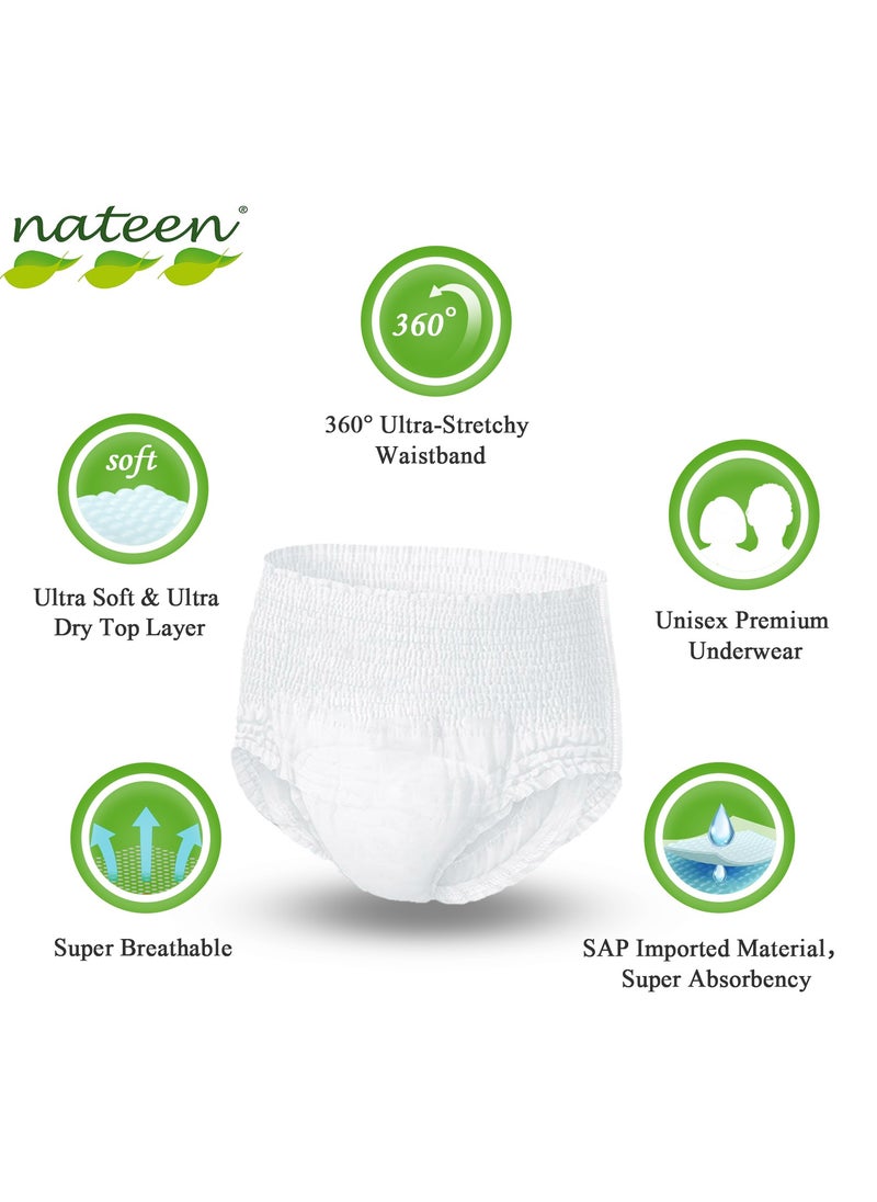 nateen - Nateen Hospeen Adult Diaper, Period Pants, Extra-Large, Waist Night Unisex Pull Ups, Panty Style Sanitary Pads For Women, Super Soft Fit, Size 100-160 Cm- 10 Count - Image 1