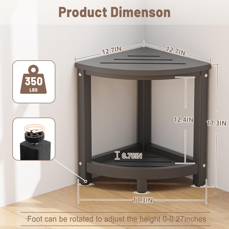 ONSGLM Shower Stool for Inside Shower, Corner Shower Bench Seat, HDPE Waterproof Shower Stool for Shaving Legs with Baffle Storage Shelf, Shower Seat/Foot Rest for Bathroom, Indoor/Outdoor Use, Grey - Image 5