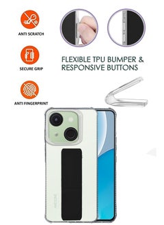 NAFCO For Itel A50c - Transparent Hand Grip Foldable Magnetic Kickstand Wrist Strap Finger Grip Shockproof Cover Compatible For Itel A50c  - Clear / Black  - Image 2