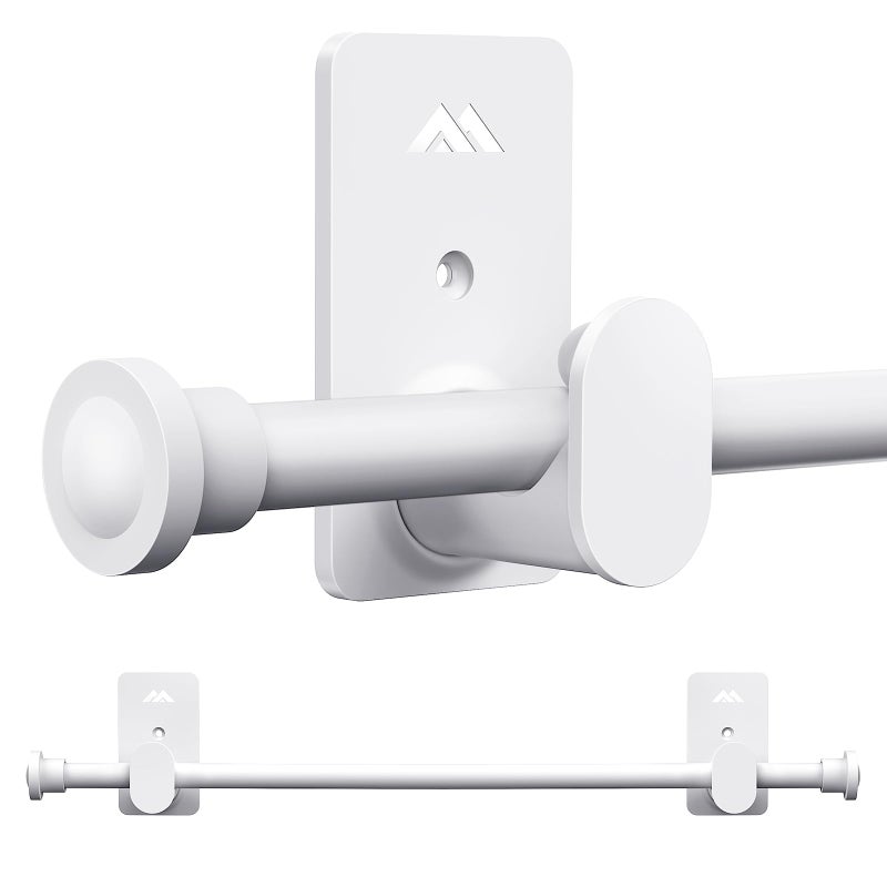 ZNONOX Curtain Rods No Drilling for Windows 30 to 60 Inches58 Inch Diameter No Drill Curtain Rod Modern Finial with 3M Adhesive Brackets White