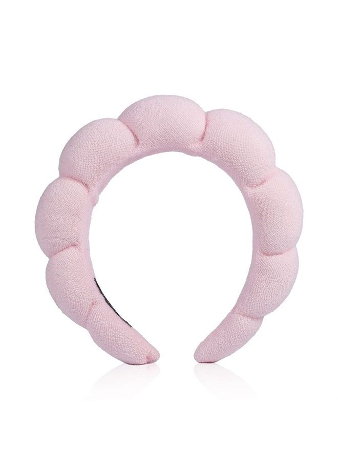 AIEX Spa Headband Women, Fashion Headband Hair Accessories Sponge Headband Makeup Headband Wide Headband for Face Washing Shower Makeup Removal Skincare (Pink) - Image 1