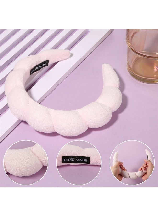 AIEX Spa Headband Women, Fashion Headband Hair Accessories Sponge Headband Makeup Headband Wide Headband for Face Washing Shower Makeup Removal Skincare (Pink) - Image 3