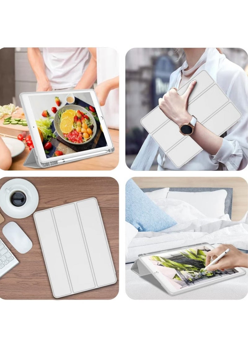 JAJEEK "New iPad 9.7 Case (2018/2017, 6th/5th Gen) Smart Cover with Pencil Holder – Soft Baby Skin Silicone Back, Full Body Protection, Auto Wake/Sleep, Silver Gray" - Image 4
