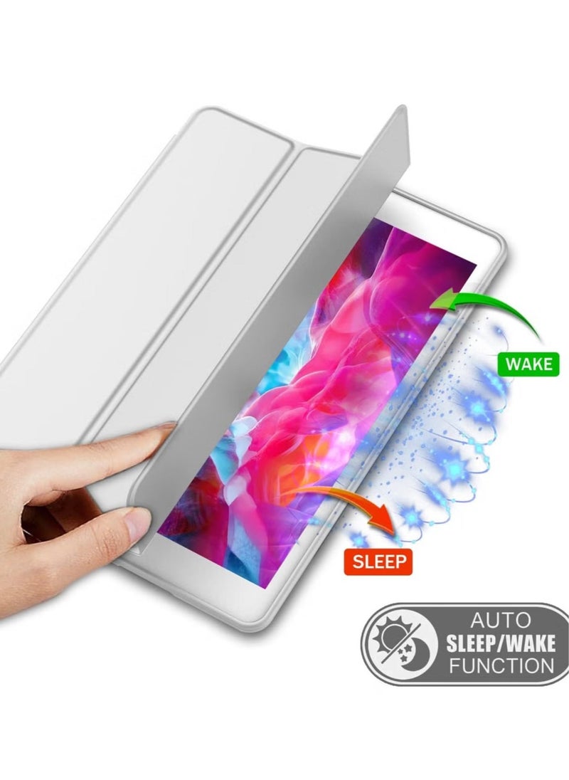JAJEEK "New iPad 9.7 Case (2018/2017, 6th/5th Gen) Smart Cover with Pencil Holder – Soft Baby Skin Silicone Back, Full Body Protection, Auto Wake/Sleep, Silver Gray" - Image 3