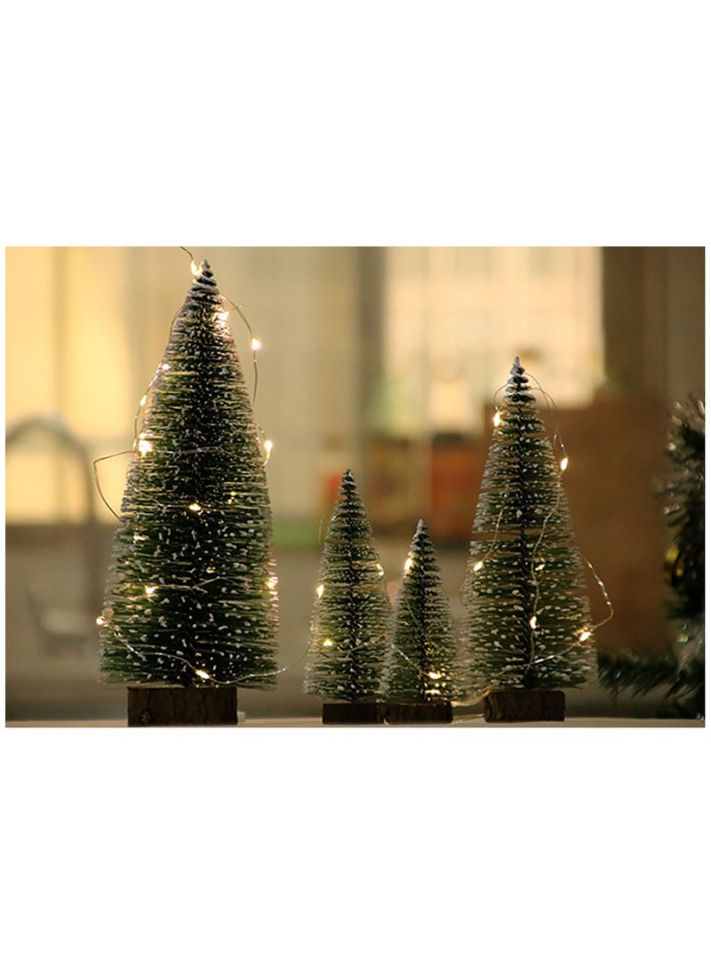 4 PCS Mini Pine Needle Tree, Artificial Tabletop Cedar Tree with LED Lights, Mini Pine Needle Tree Tabletop Decoration for Holiday Party Home Table Craft Decoration Christmas - Image 1