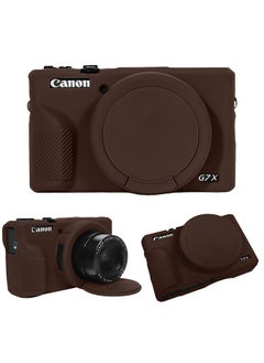 Tersely Premium Soft Silicone Protective Case with Removable Lens Cover for Canon Powershot G7X Mark III Digital Camera - Washable, Lightweight, and Stylish Protection (Brown)  - Image 1